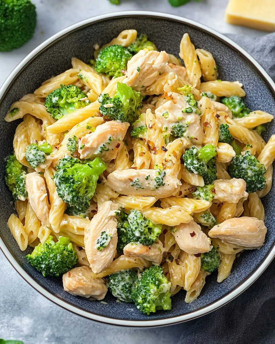 Creamy Garlic Chicken and Broccoli Pasta