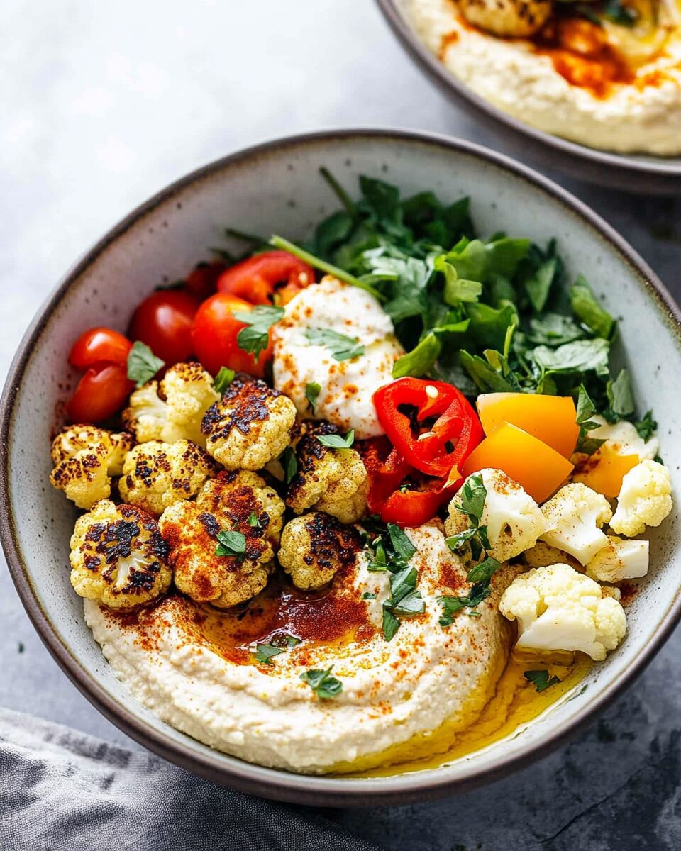 Roasted Cauliflower Hummus Bowls