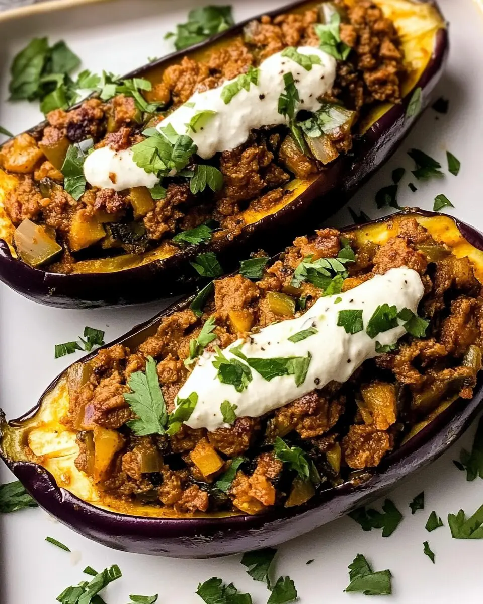 Moroccan Baked Eggplant with Spiced Beef