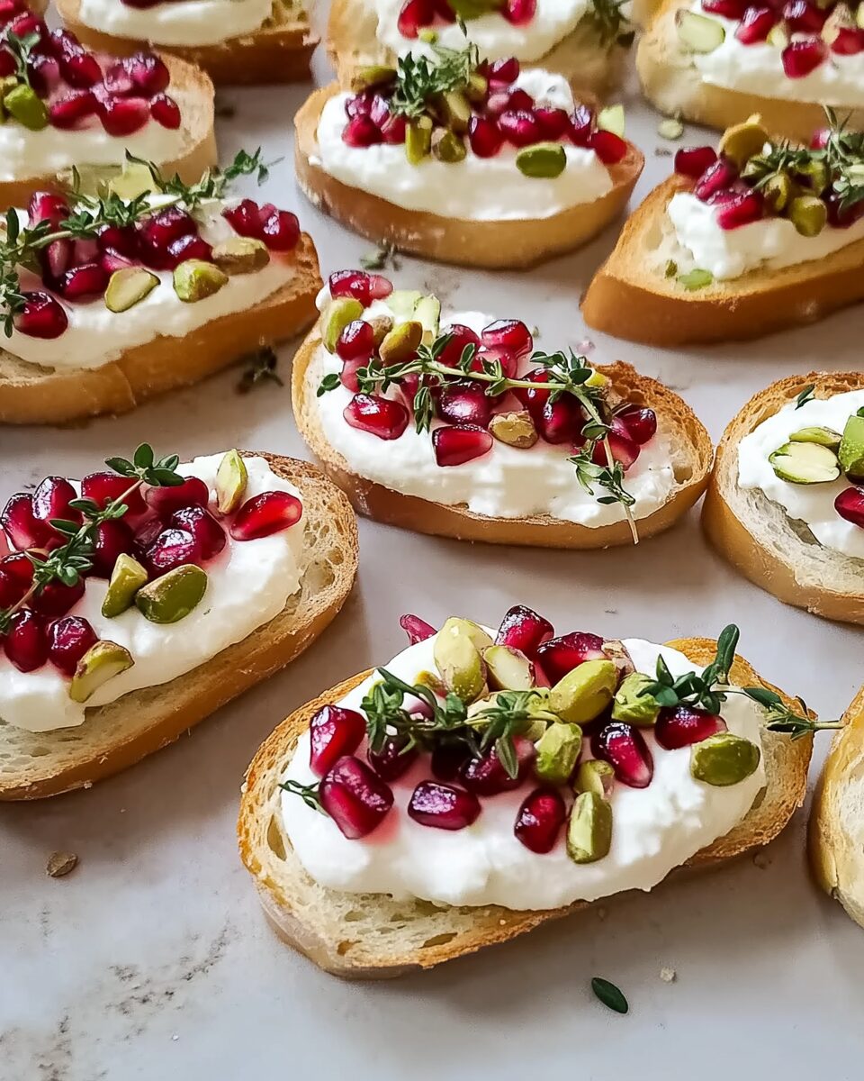 Pomegranate Pistachio Crostini
