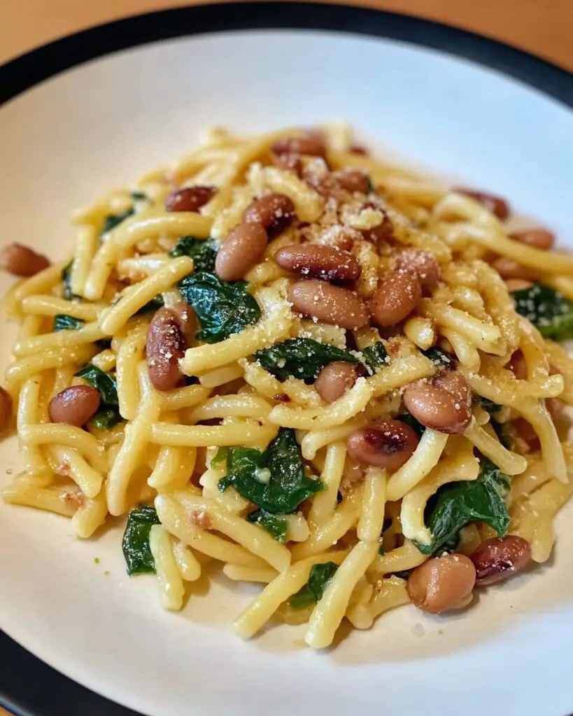 Pasta with Beans, Crispy Lunch Meat, Greens, and Garlic