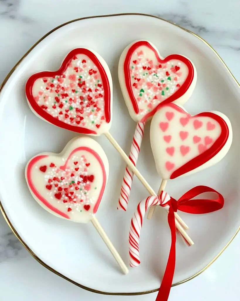 Candy Cane Heart Pops
