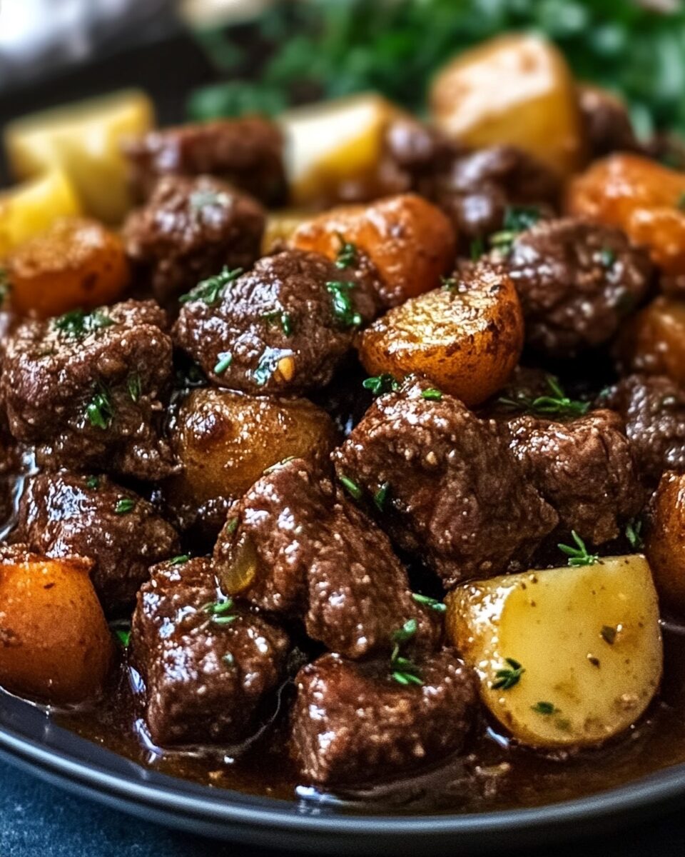 Succulent Garlic Butter Beef Bites with Tender Potatoes