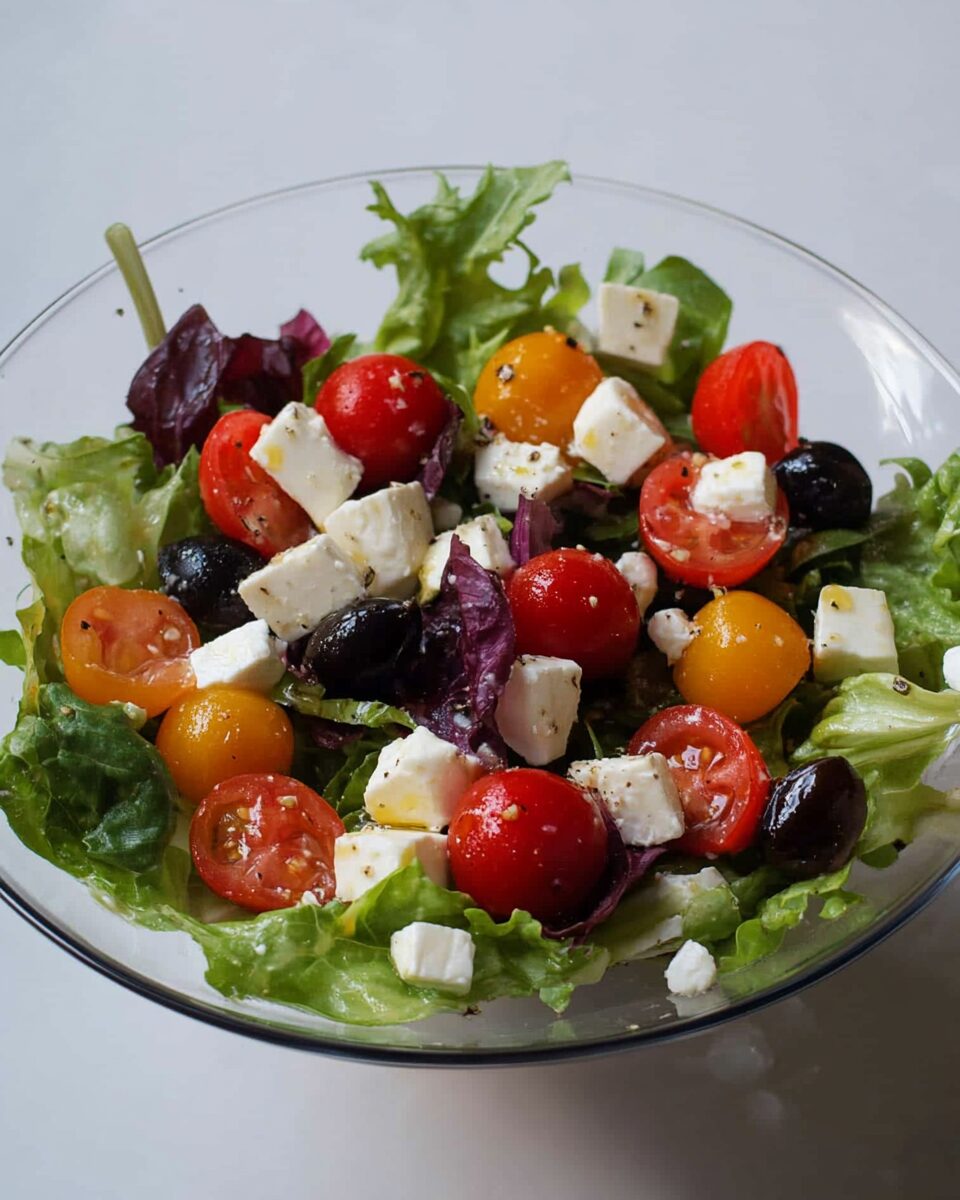 Authentic Mediterranean Greek Salad with Feta and Olives