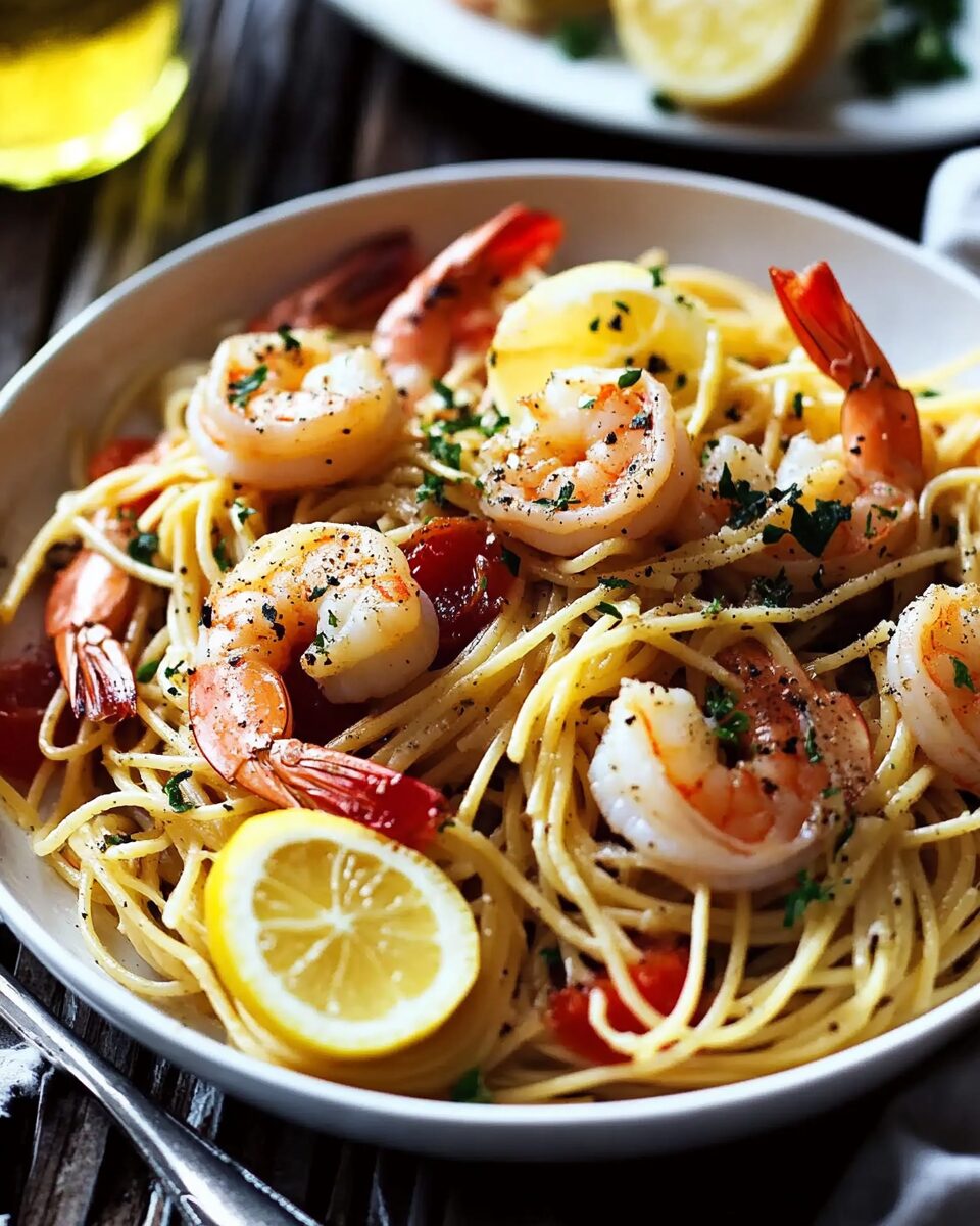 Zesty Lemon Garlic Prawn Pasta in a Silky Shell-Infused Sauce