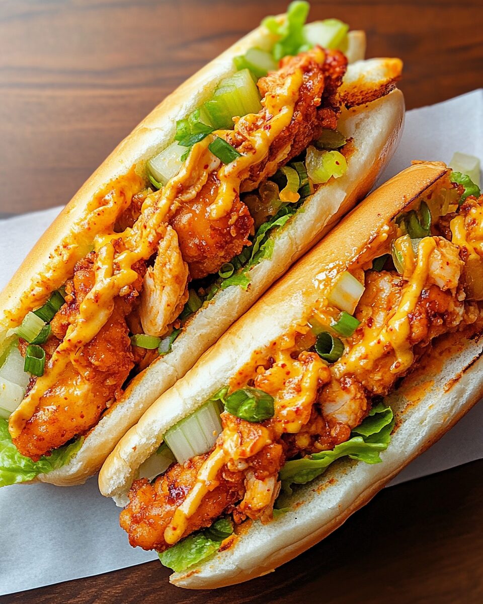 Spicy Korean Fire Chicken Sandwich with Creamy Sauce