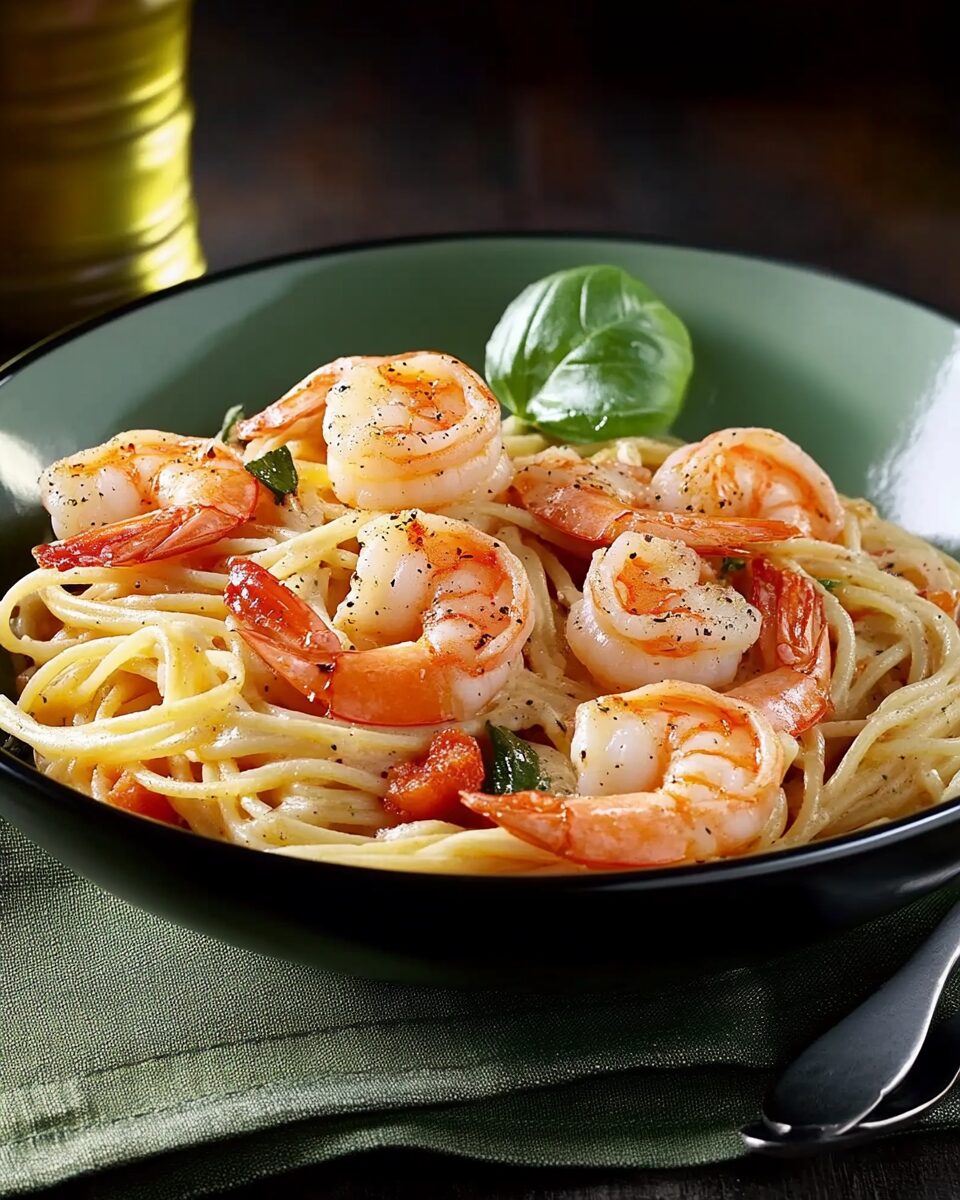 Lemon Pasta with Roasted Shrimp