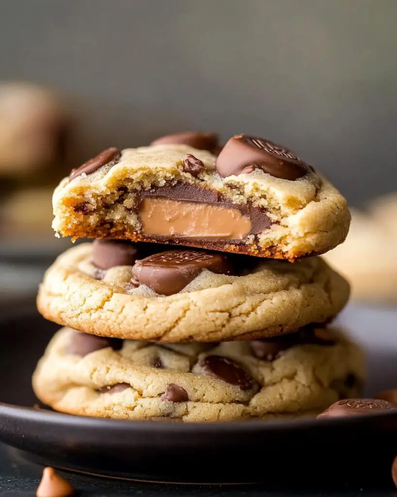 Peanut Butter Cup Stuffed Chocolate Chip Cookies