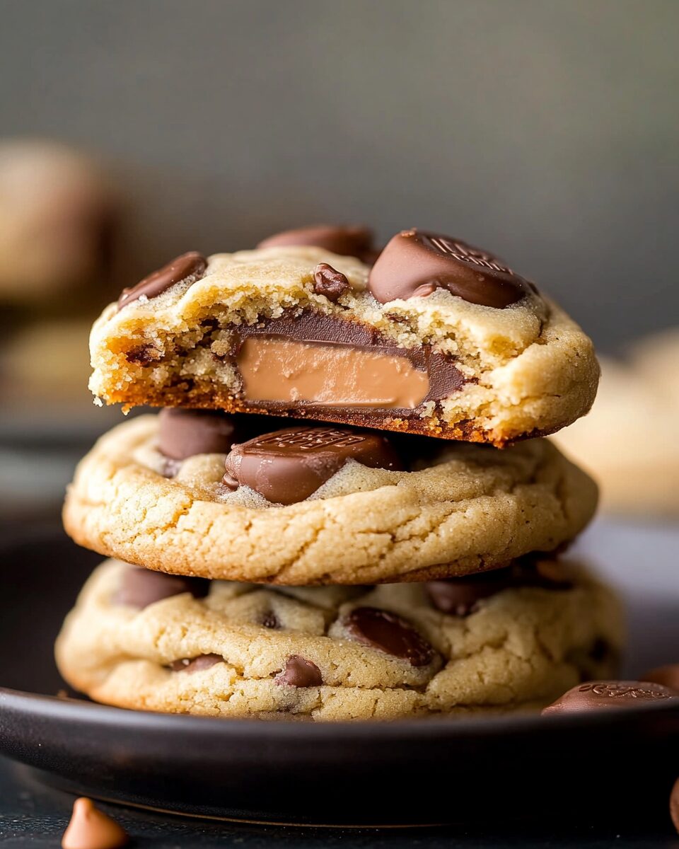 Peanut Butter Cup Stuffed Chocolate Chip Cookies