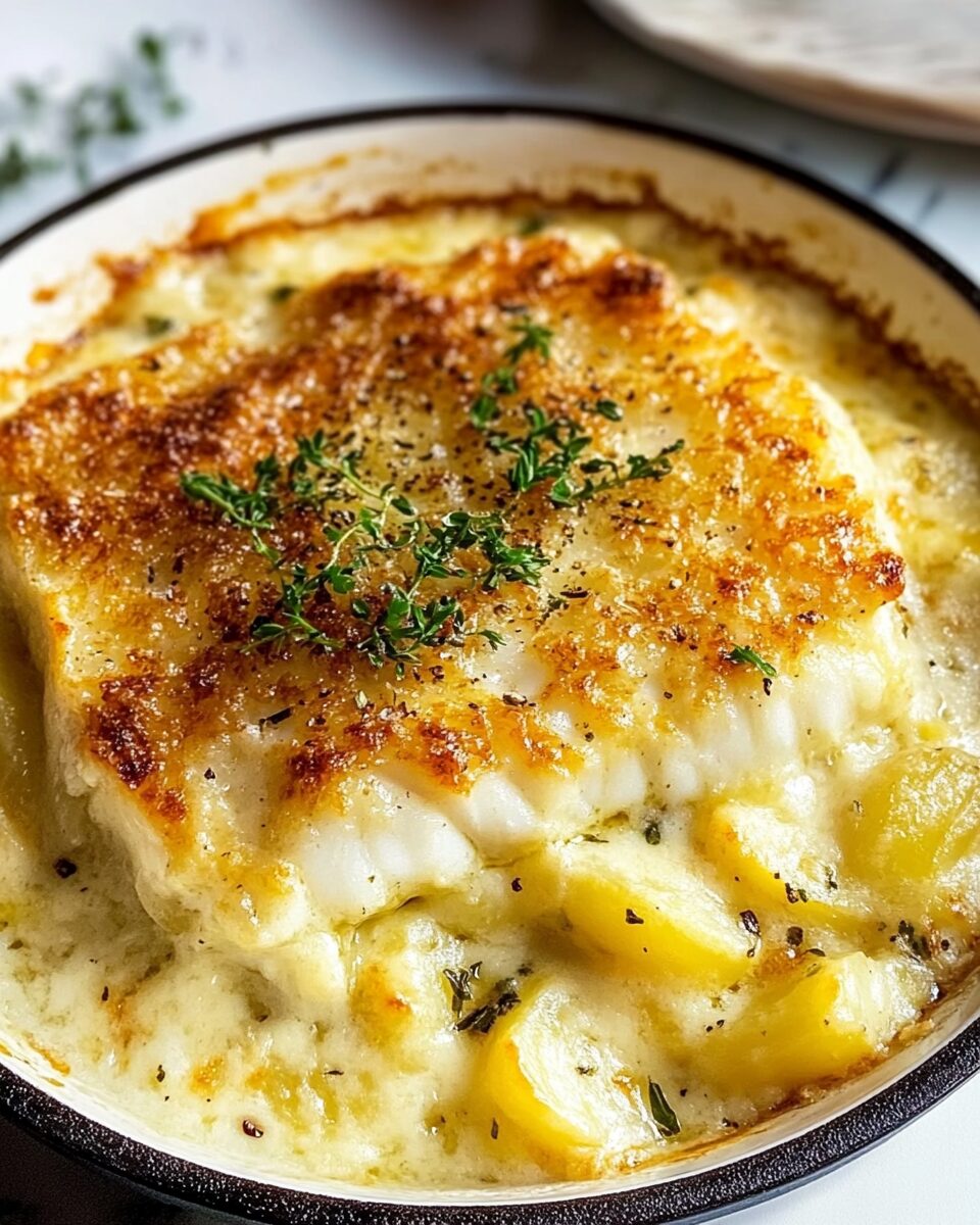 Creamy Baked Fish on Potato Gratin