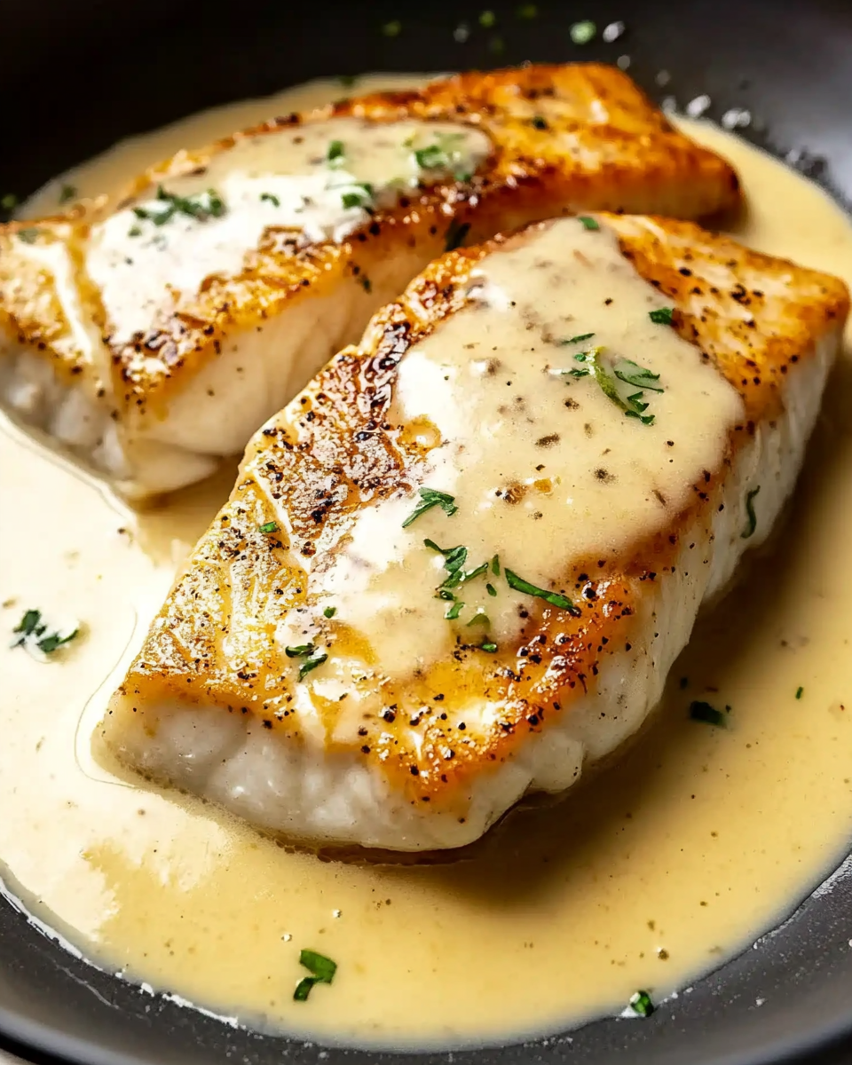 Pan-Seared White Fish in Creamy White Wine Sauce