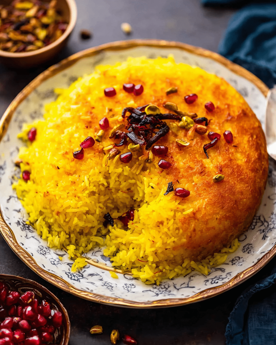 Persian Saffron Rice (Tachin)