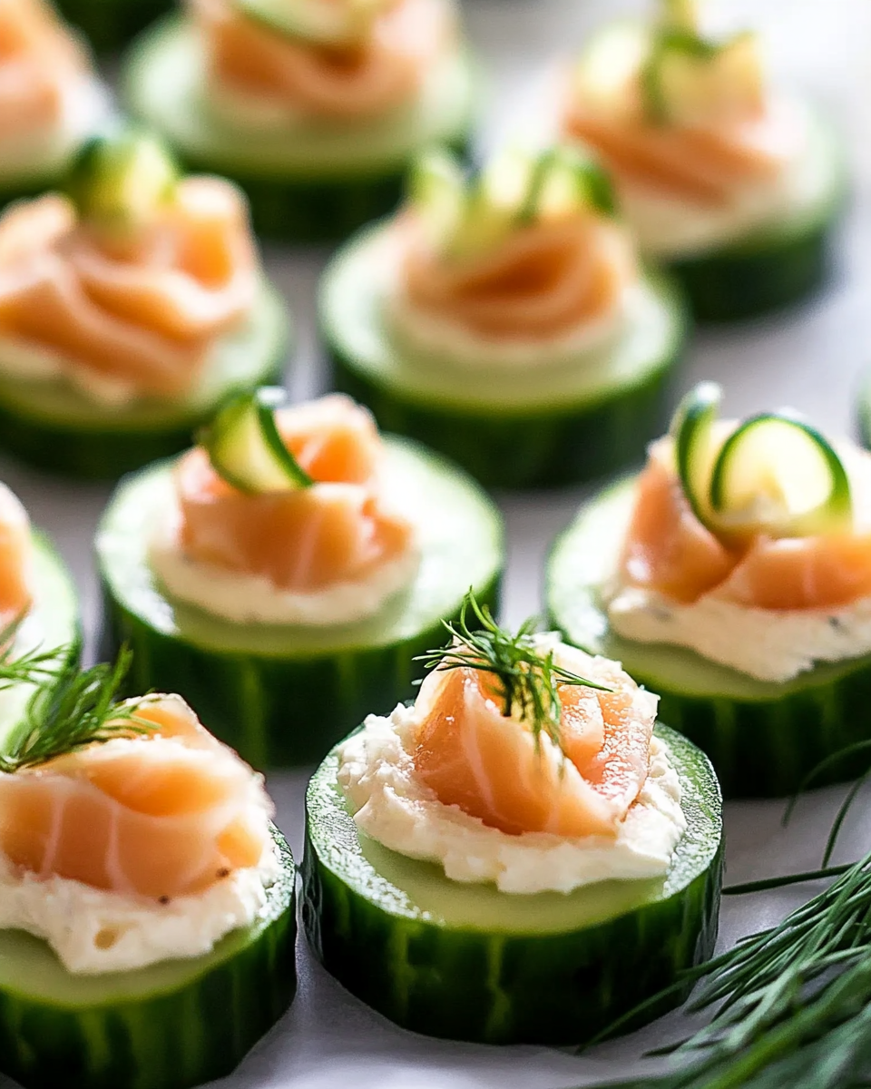 Cucumber Canapés with Smoked Salmon Mousse