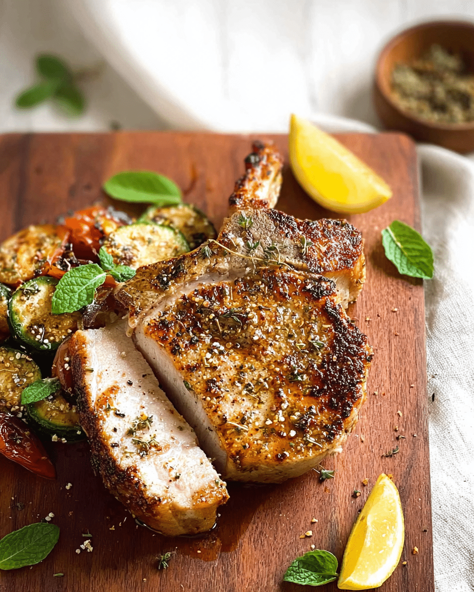 Lemon Pepper Pork with Grilled Veggies & Feta Couscous