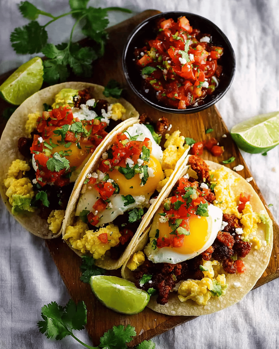 Mexican Breakfast Tacos with Chorizo and Egg