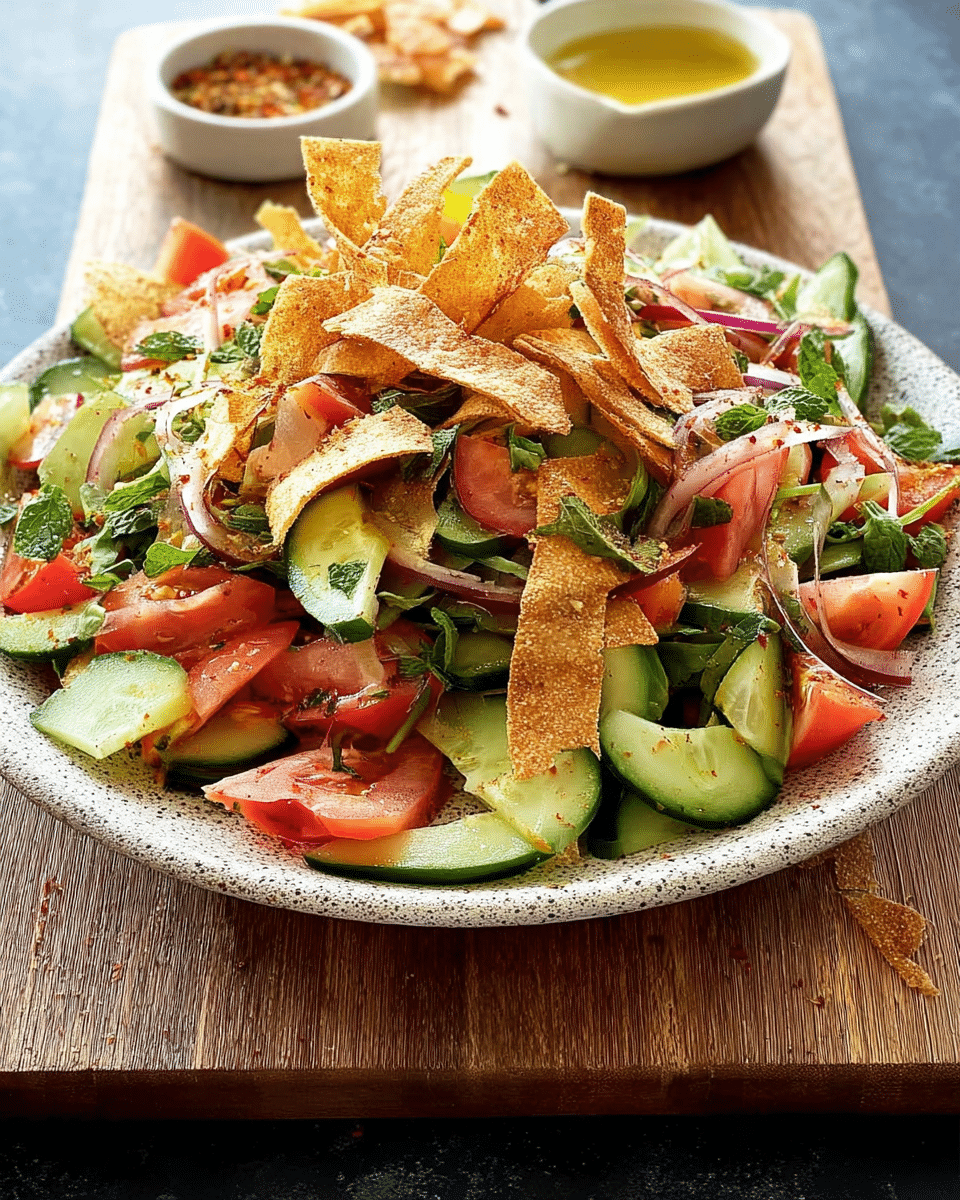 Fattoush Salad with Crispy Flatbread Strips