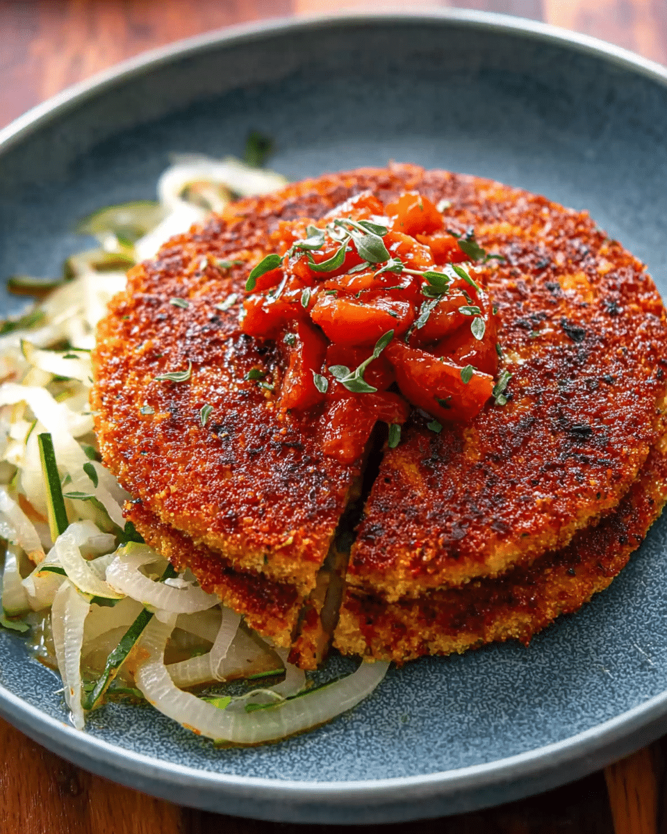 Crispy Couscous Pancake with Tomato and Onion