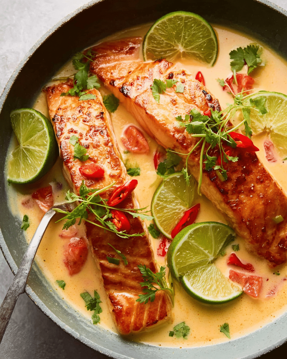 Poached Salmon in Coconut Lime Sauce