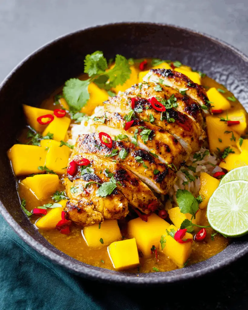 Chili Lime Mango Marinated Chicken Bowls