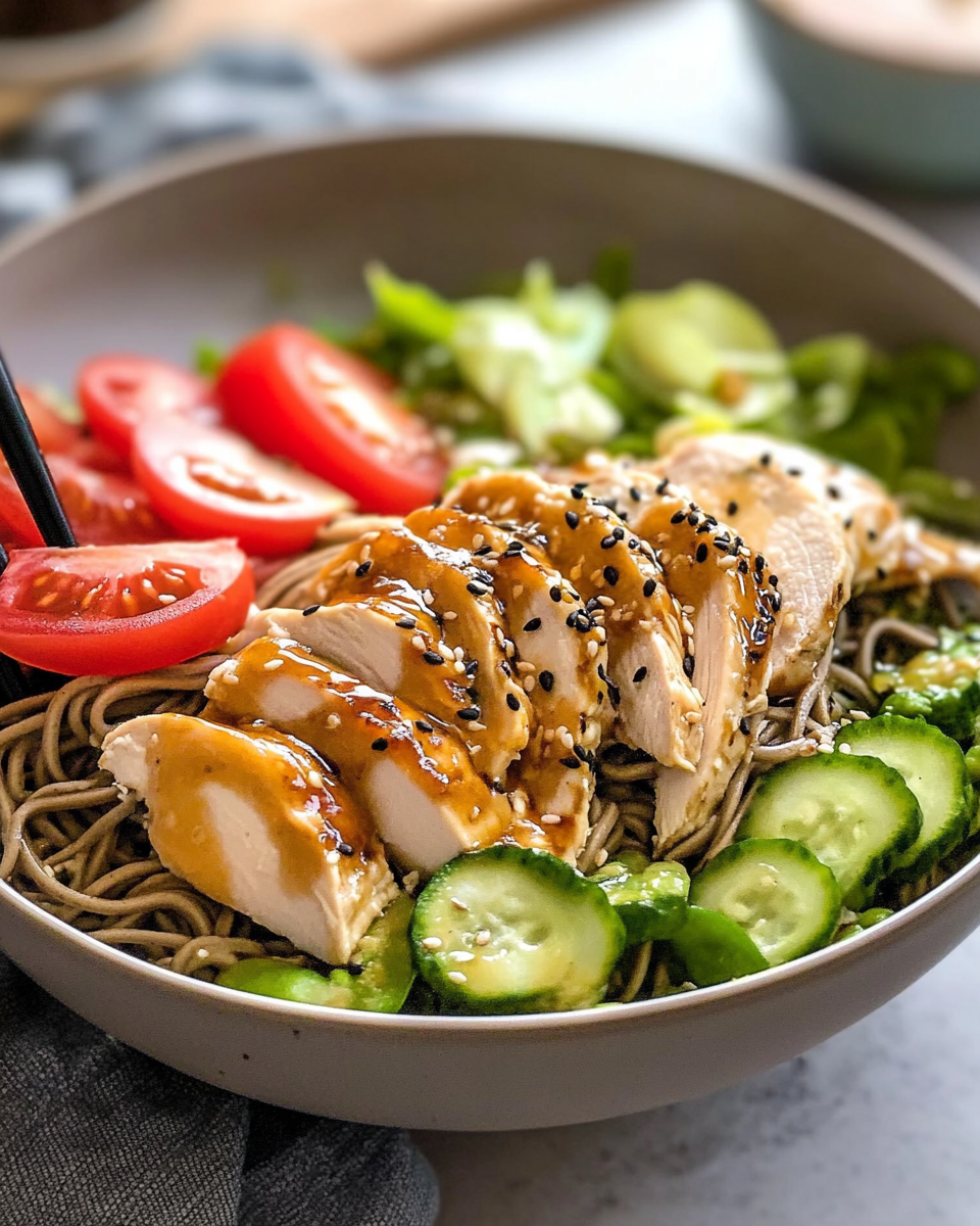 Kyoto Chicken Soba Salad with Creamy Sesame Dressing