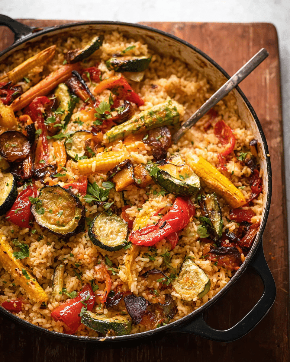 Oven-Baked Rice and Vegetables