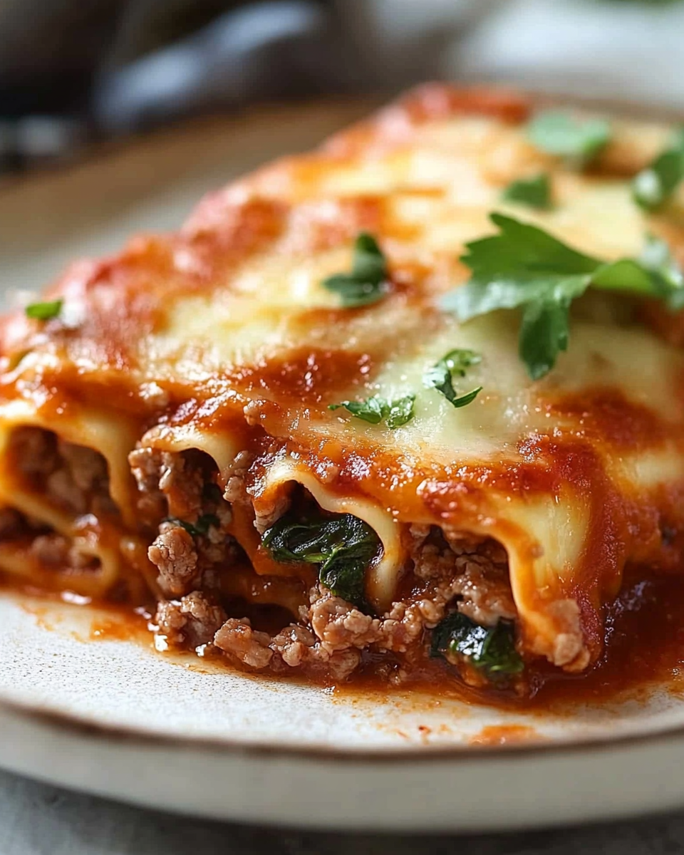 Spinach and Beef Cannelloni Manicotti