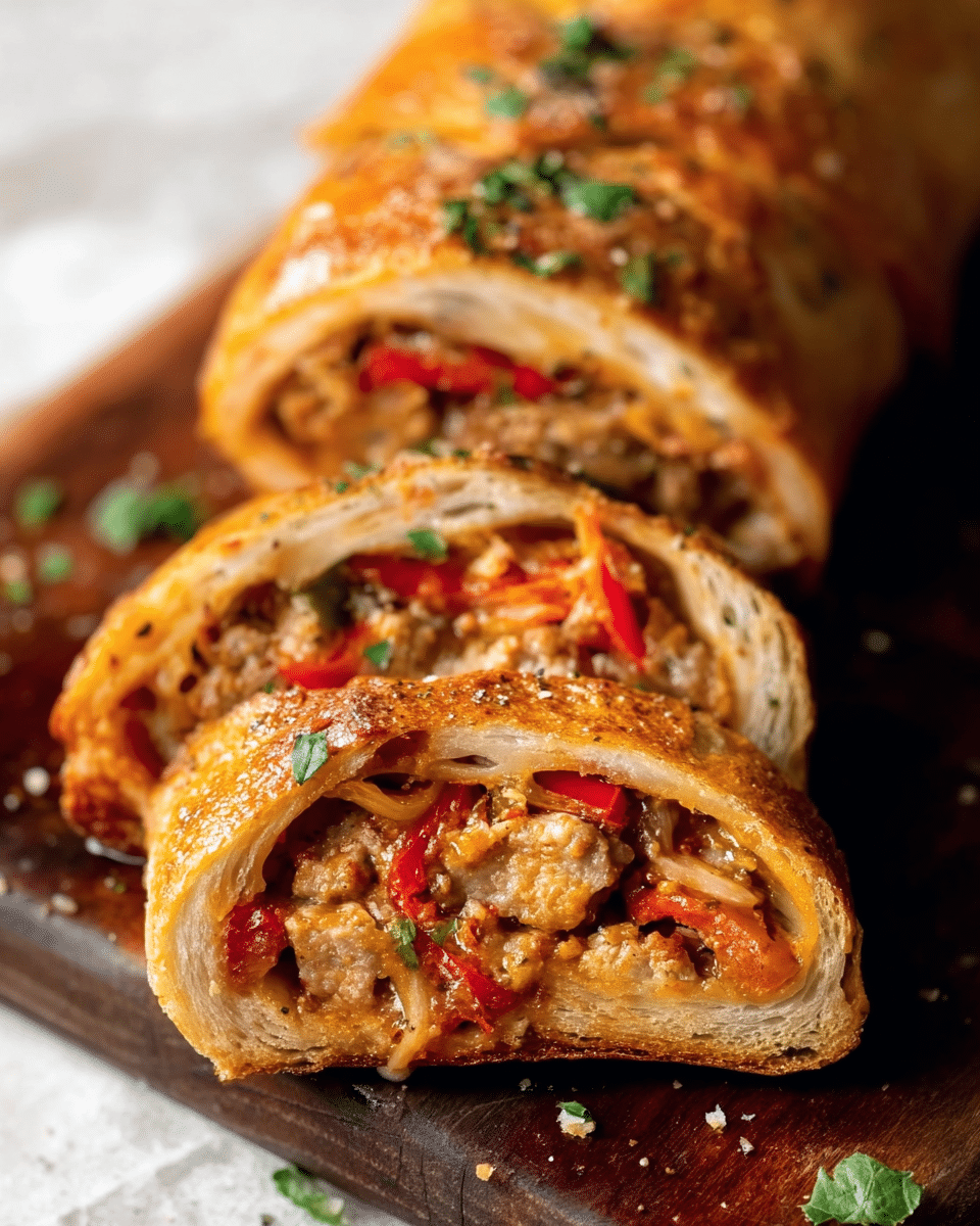Sausage, Pepper, and Onion Stromboli