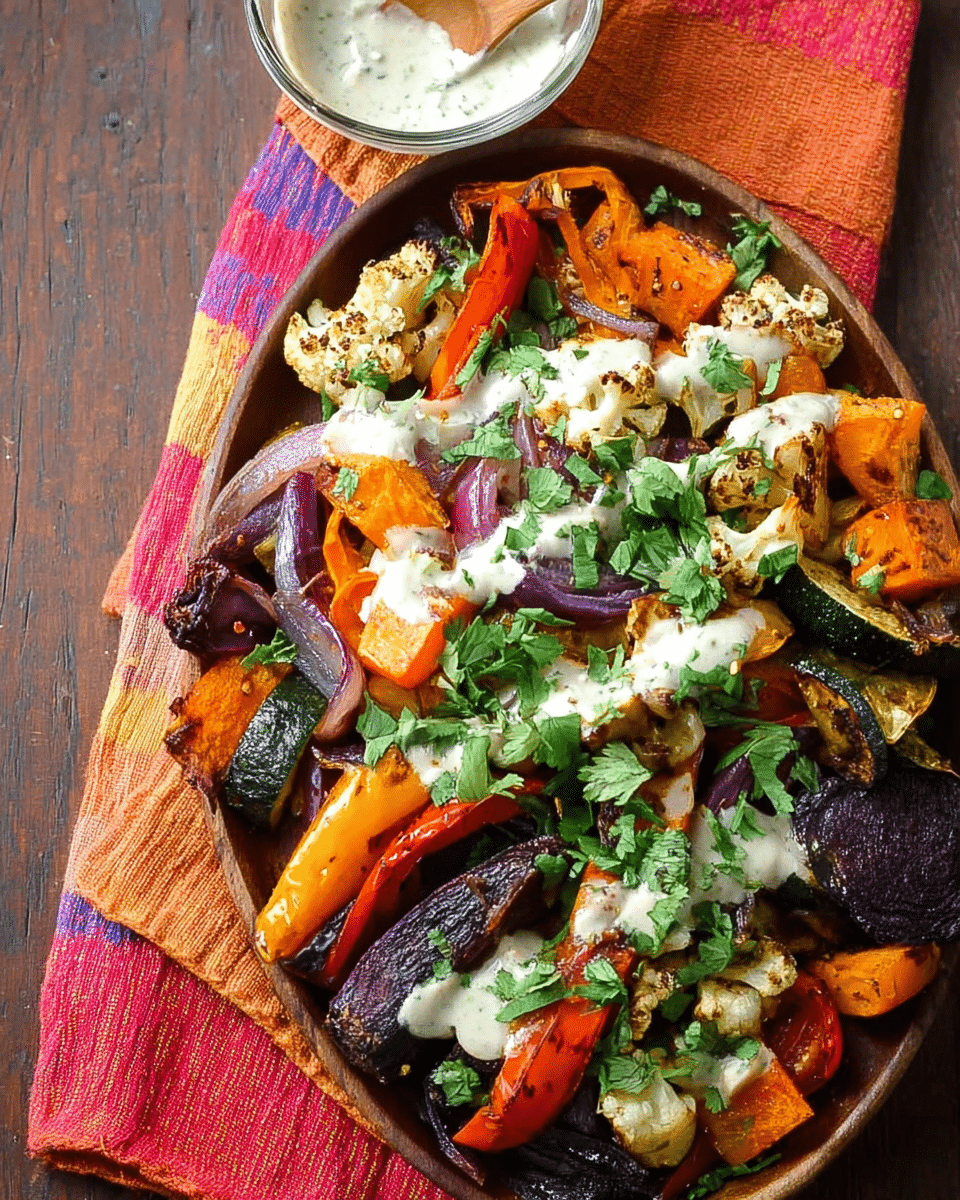 Middle Eastern Roasted Vegetables with Tahini Drizzle