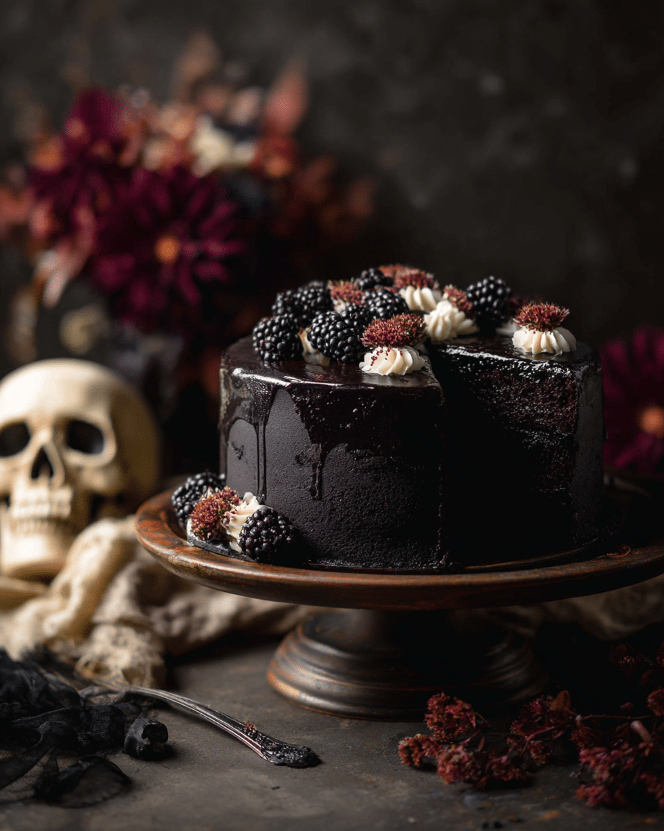Black Velvet Halloween Cake
