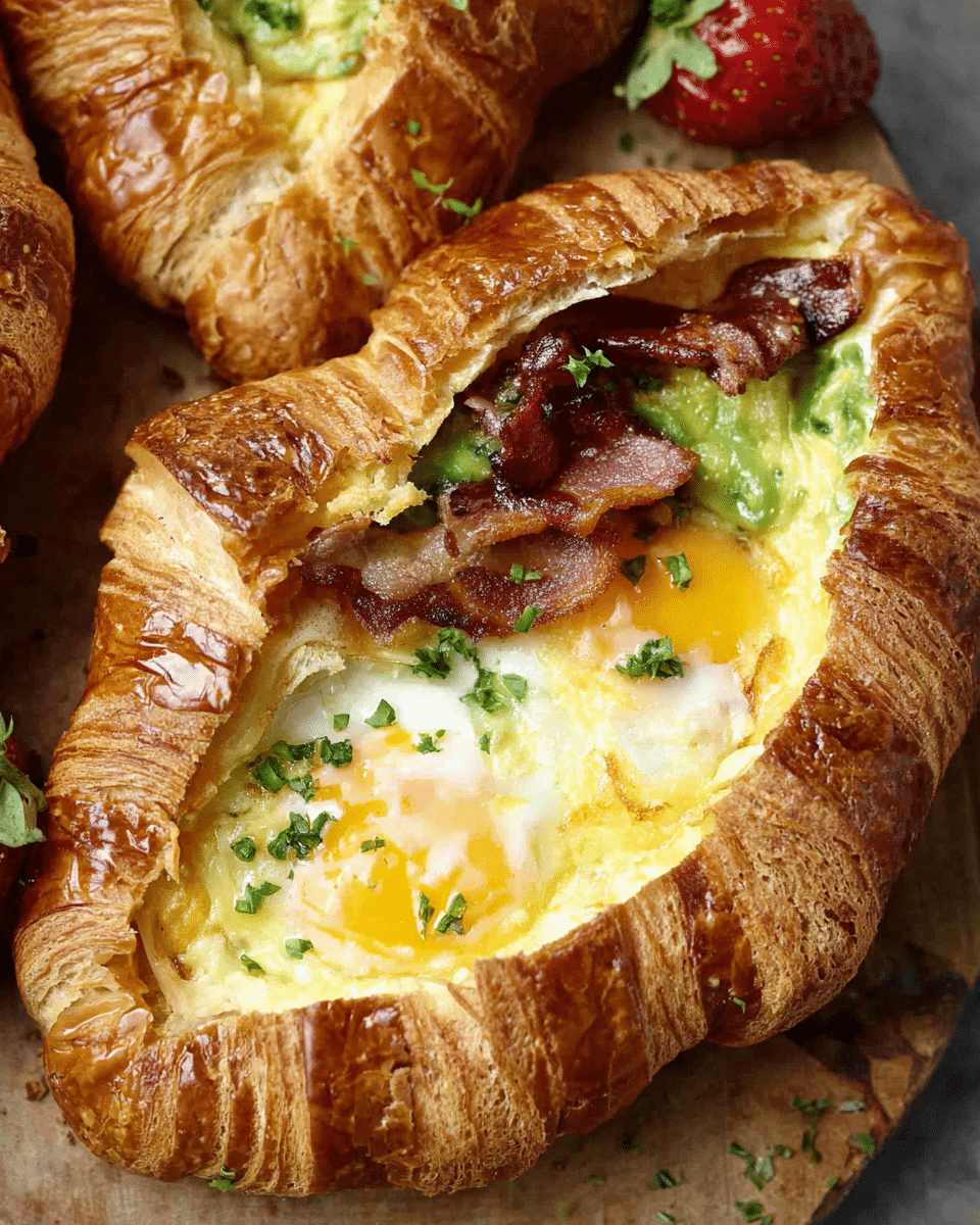 Croissant Boats with Bacon and Egg