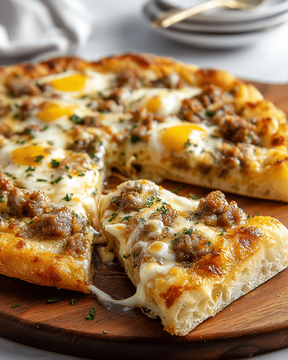 Biscuits and Sausage Gravy Breakfast Pizza