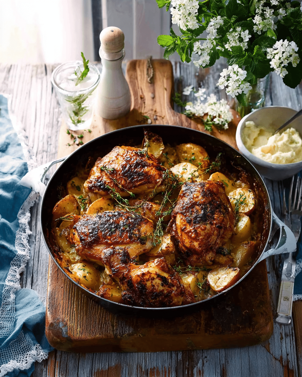 One-Pan Rotisserie Chicken & Potato Gratin