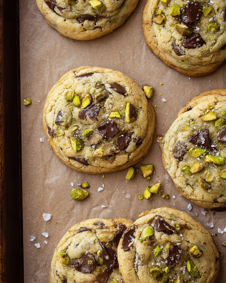 Dark Chocolate Chunk Pistachio Cookies