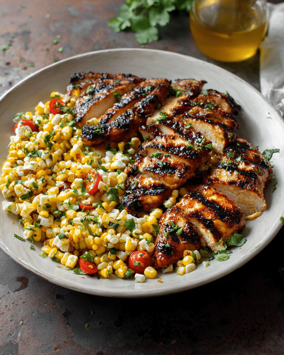 Grilled Hot Honey Chicken with Corn Salad