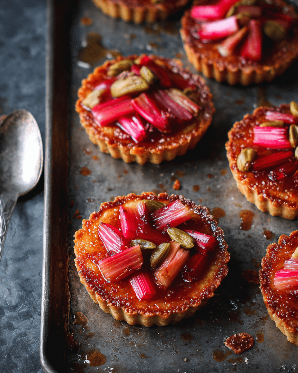 Cardamom Crème Brûlée Tarts with Roasted Rhubarb