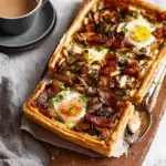 Bacon Mushroom Egg Puff Pastry Tart with Gruyère Cheese
