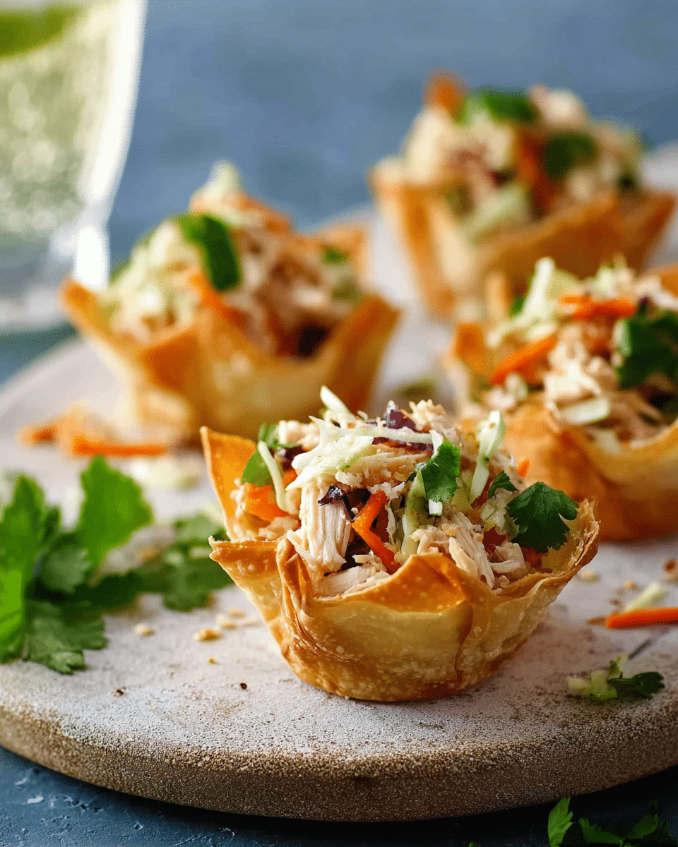 Thai Chicken Salad Wonton Cups