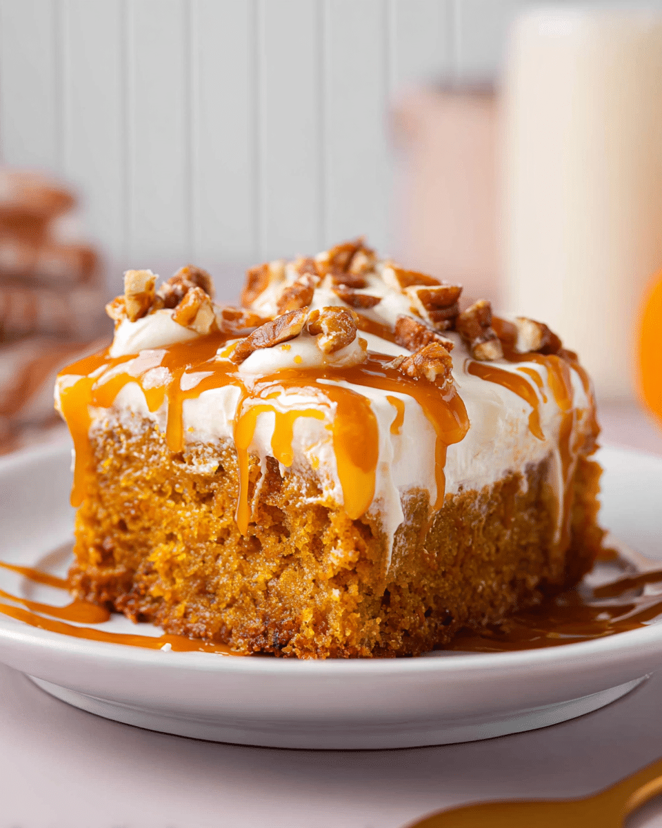Pumpkin Caramel Poke Cake
