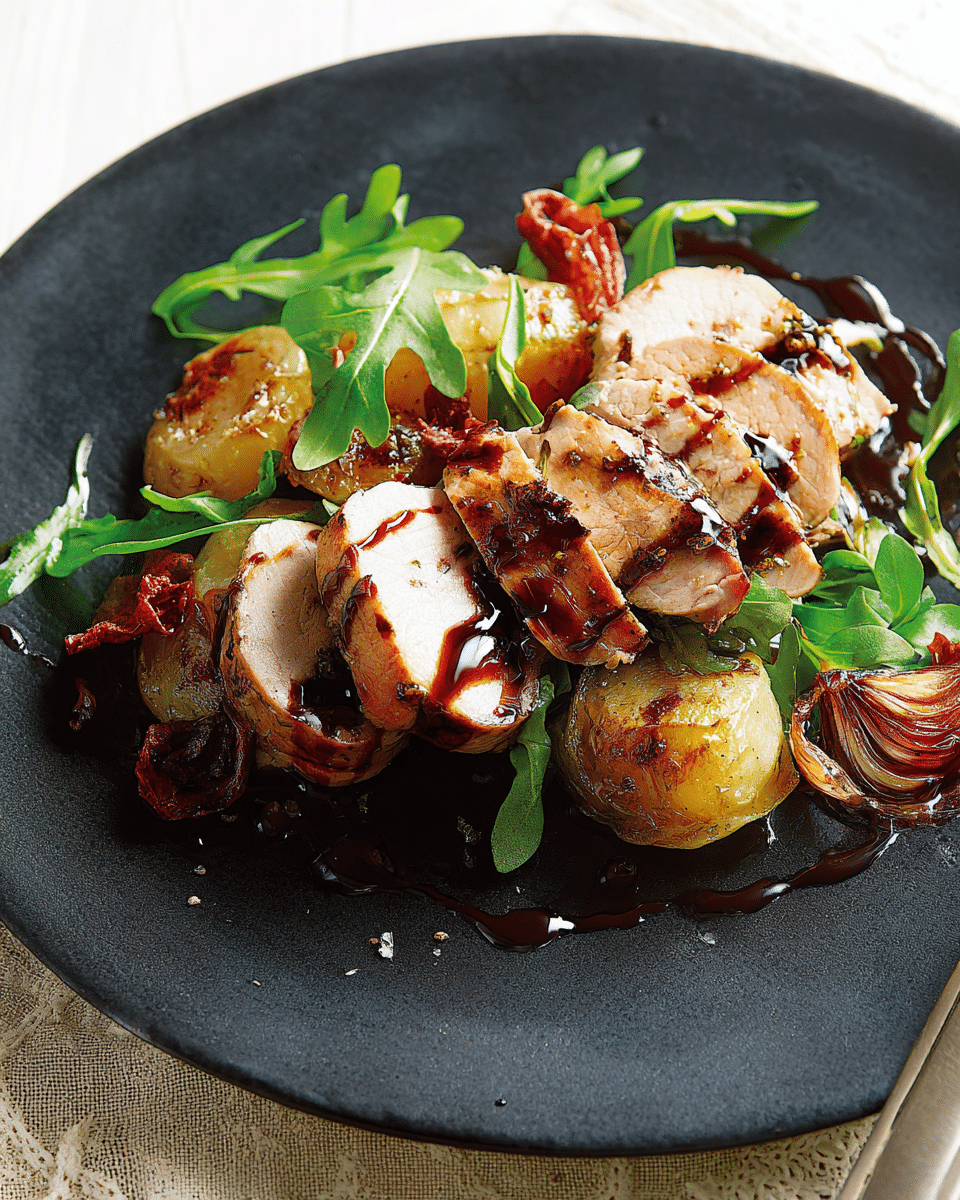 Pork Fillet with Potatoes and Balsamic Dressing