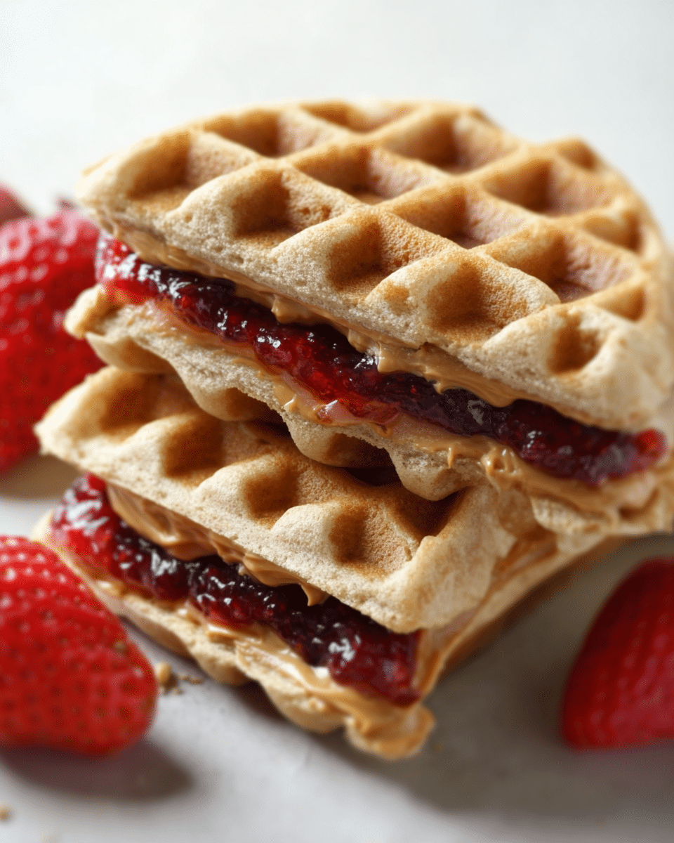 Vegan Mini PB&J Waffle Sandwiches