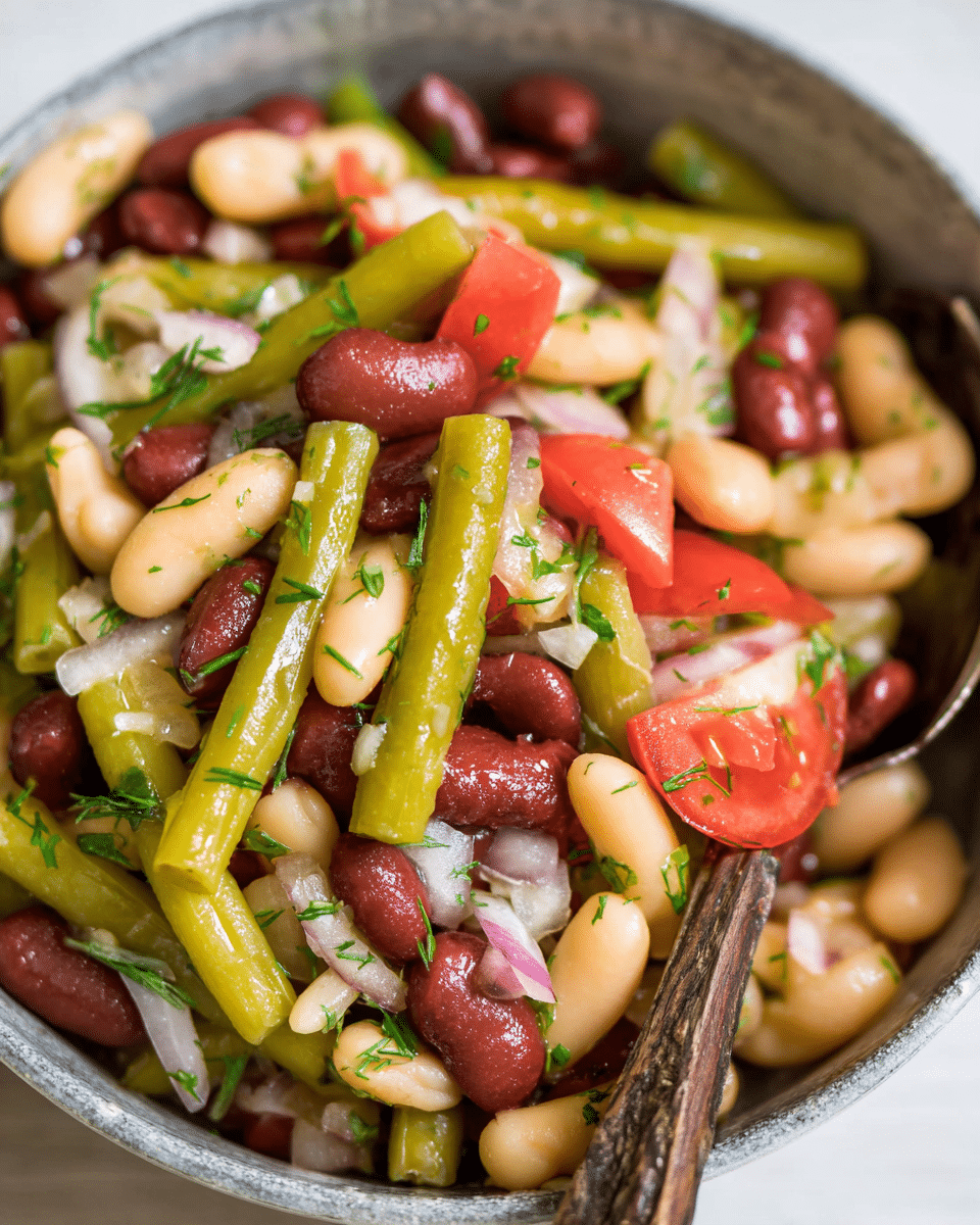 Healthy Three-Bean Salad with Tangy Dressing