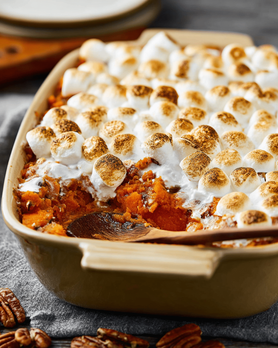 Comforting Sweet Potato Casserole with Marshmallow Topping