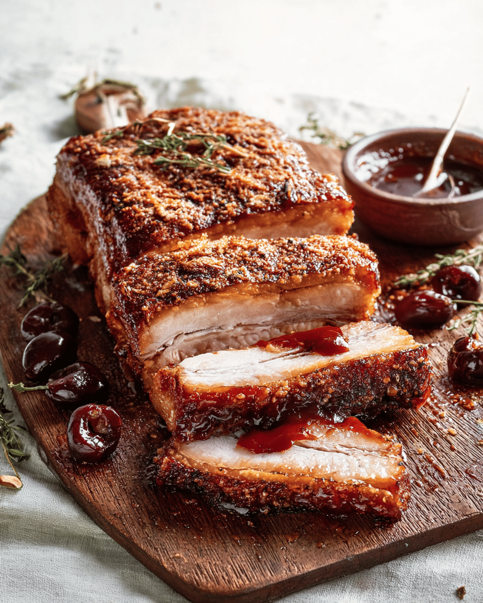 Smoky Cherry Bourbon-Glazed Pork Belly Bites