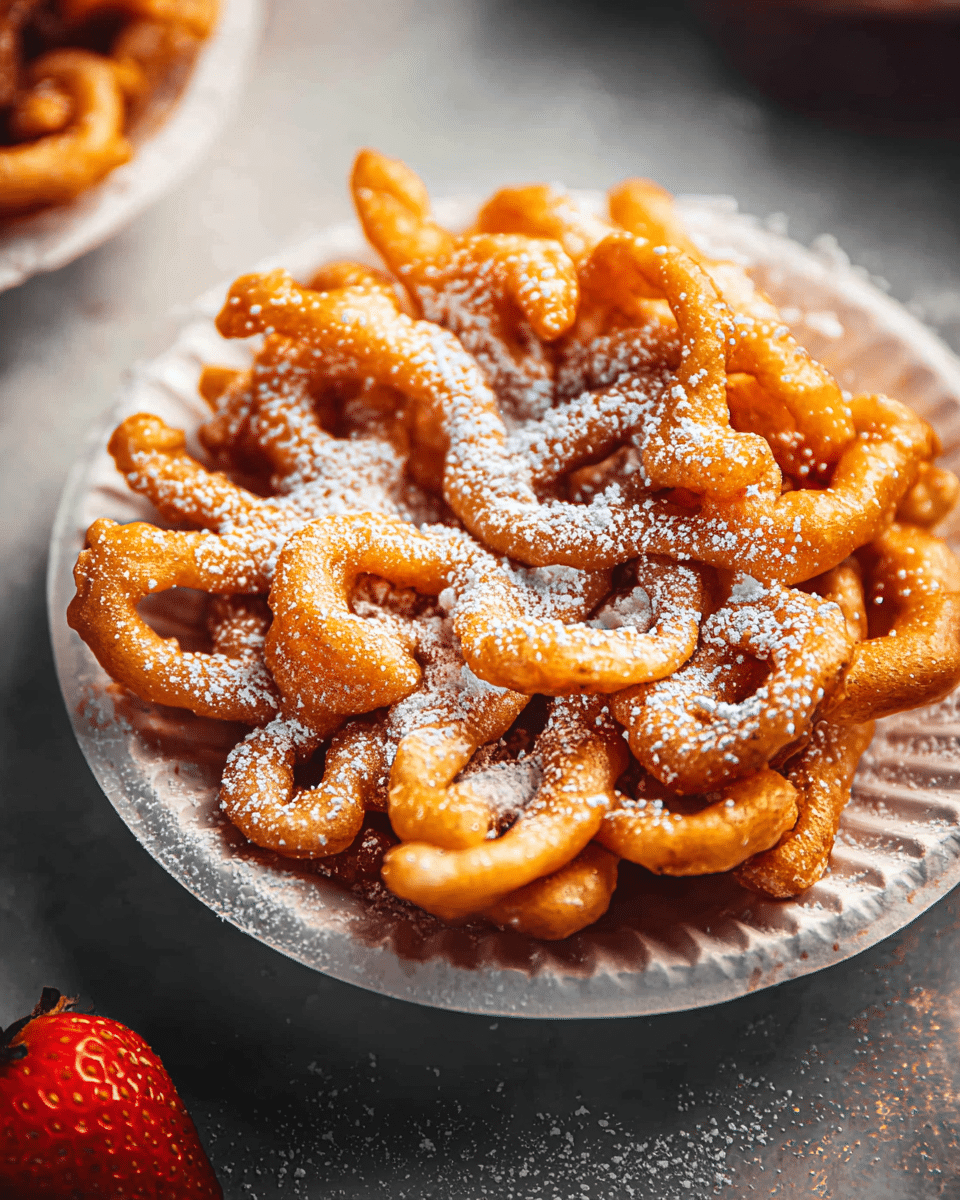 Crispy Carnival Funnel Cake with Powdered Sugar