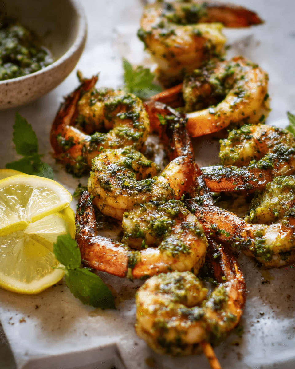 Pesto Shrimp Two Ways
