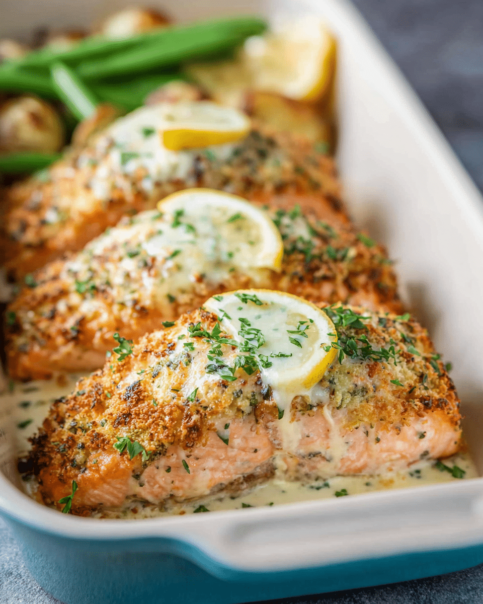 Crispy Parmesan-Crusted Salmon with Lemon Butter Sauce