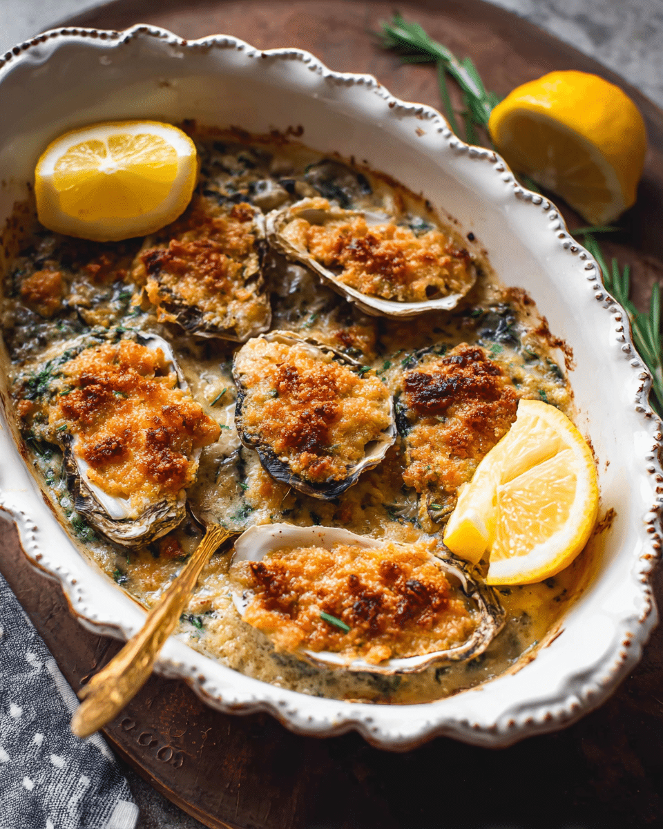 Decadent Baked Scalloped Oysters in Garlic Herb Cream