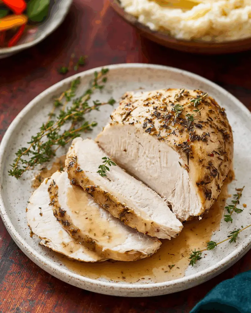 Tender Instant Pot Turkey Breast with Herbs and Garlic