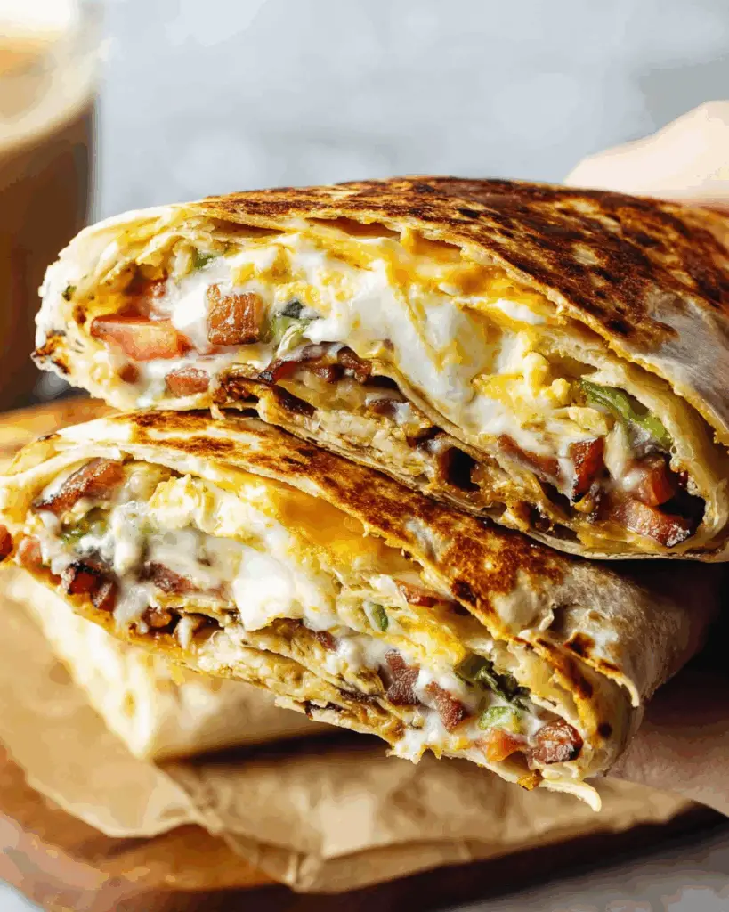 Golden Crispy Breakfast Crunchwrap with Sausage, Eggs & Cheese