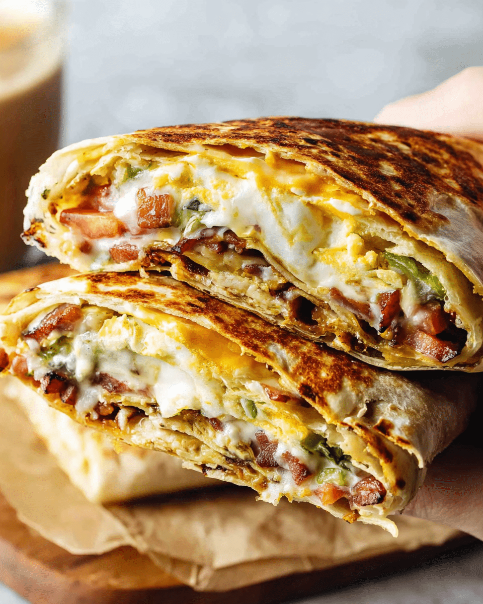 Golden Crispy Breakfast Crunchwrap with Sausage, Eggs & Cheese